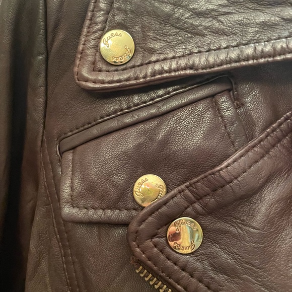 Genuine Leather Brown Moto Jacket - Picture 4 of 10